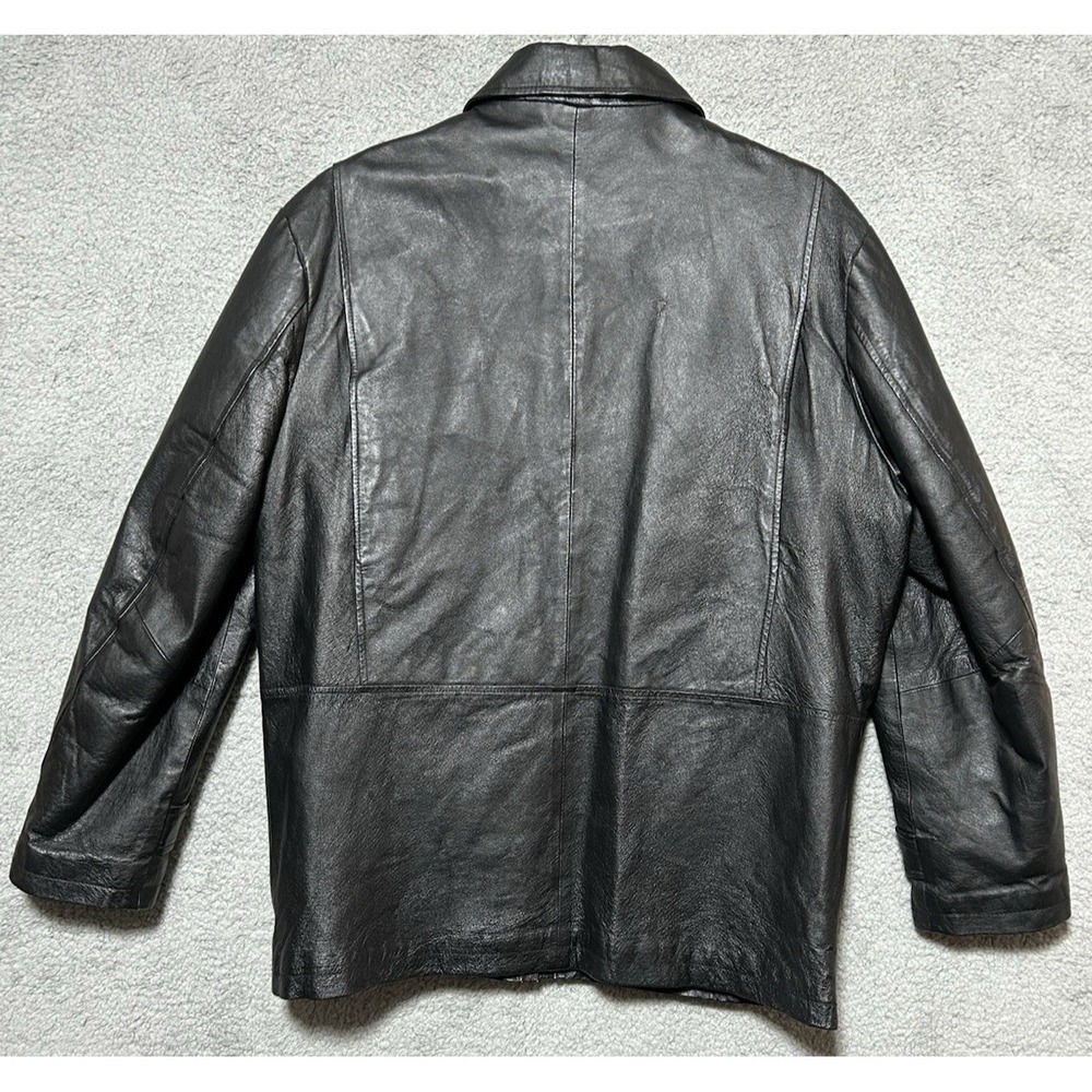 Seventh Ave Black Leather Utility Jacket Mens‎ Size Medium Chore Workwear Biker - Picture 3 of 9